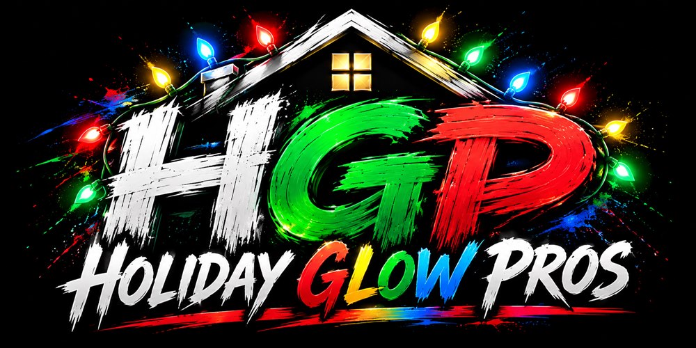 Holiday Glow Pros — HGP logo with a house wrapped in Christmas lights